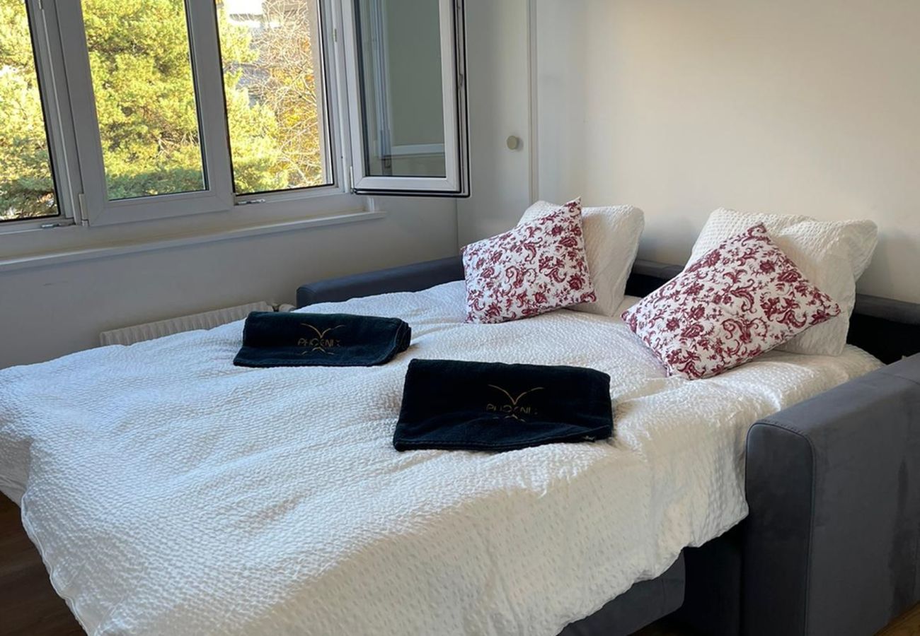 Funktionelles Zimmer mit einem zusätzlichen Schlafsofa für zusätzlichen Komfort