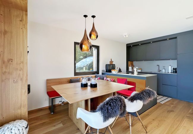 Freshly renovated, functional kitchen opening onto a cosy dining room 