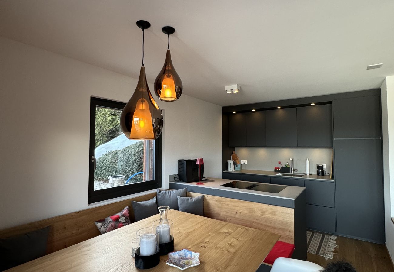 Newly refurbished kitchen opens onto a spacious dining room, creating a friendly and welcoming space