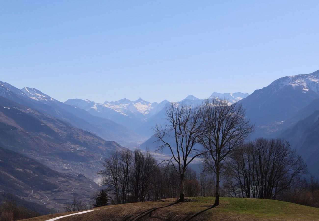 Vue exceptionnelle à 180 degrés sur les sommets les plus majestueux des Alpes depuis le chalet