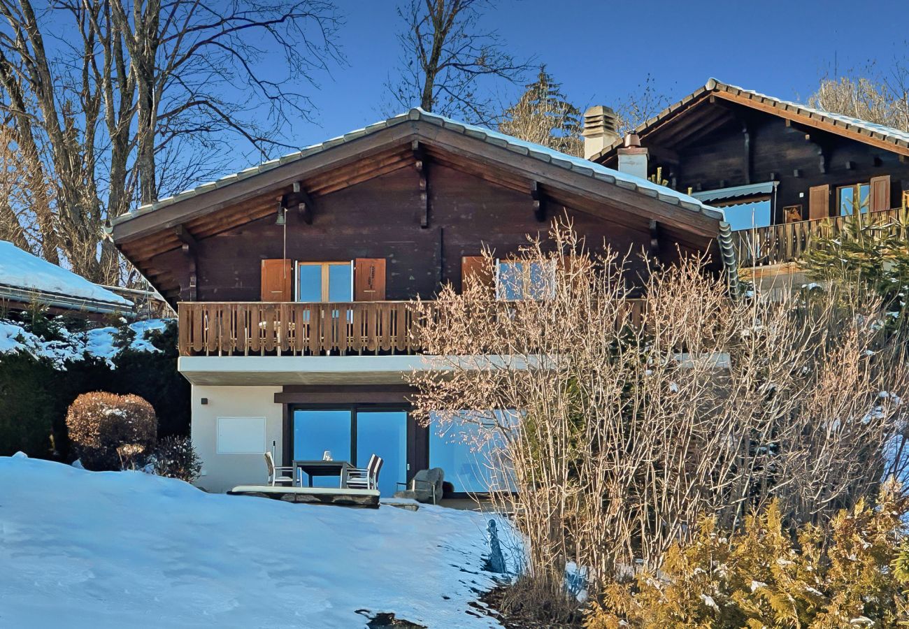 Chalet Belvédère, entouré de neige avec sa jolie terrasse